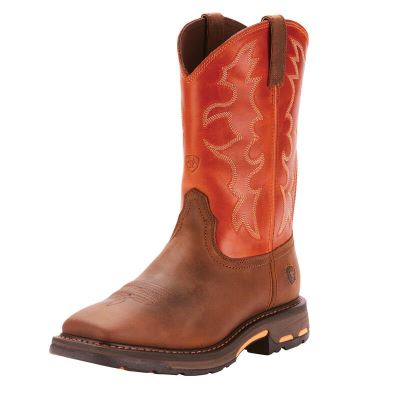 Ariat WorkHog Kahverengi / Turuncu Iş Ayakkabıları Erkek (43188-196)